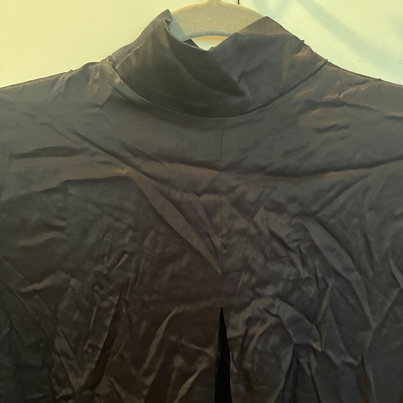 Sleeper NWT Elegant Black Silky Satin Party Ostrich Feather Trim Dress Size S - Picture 4 of 8